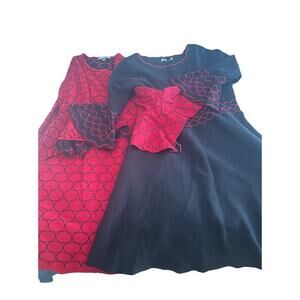 2 Danny and Nicole Women's Black And Red Sweater Dresses Size XL Funky Sleeves